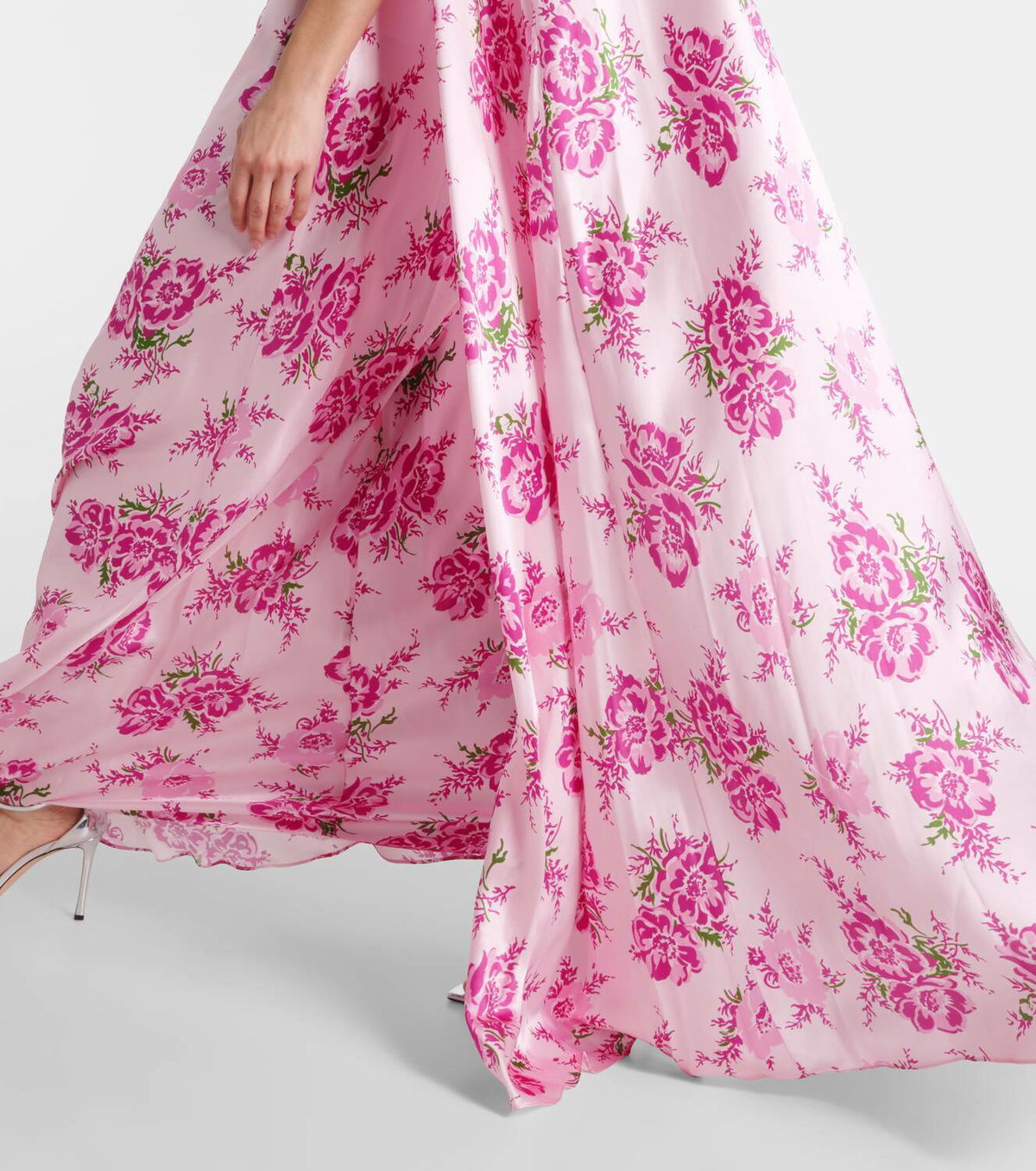 Rodarte Caped floral silk satin gown