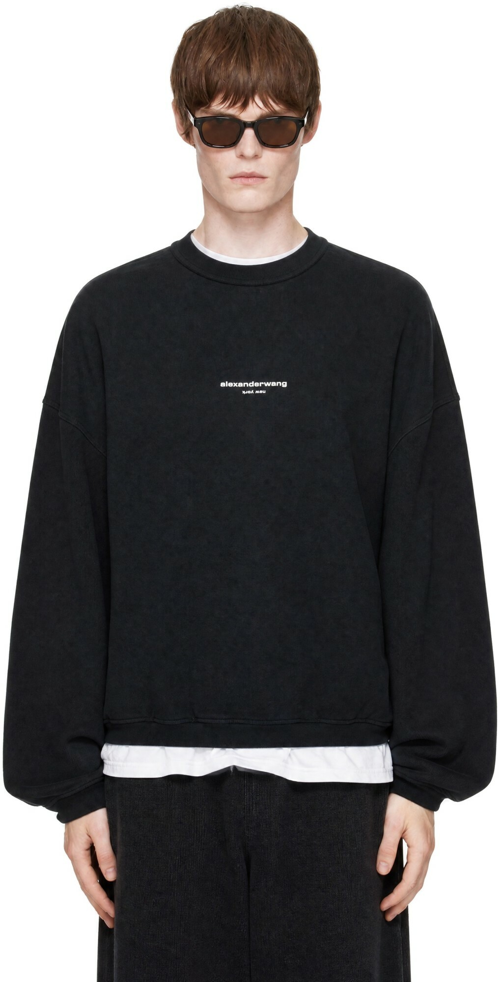 Alexander Wang Black Oversized Logo Print Sweatshirt