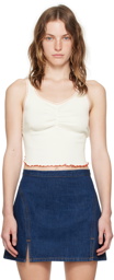 Re/Done White Sporty Contrast Tank Top