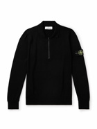 Stone Island - Logo-Appliquéd Knitted Cotton Half-Zip Sweater - Black