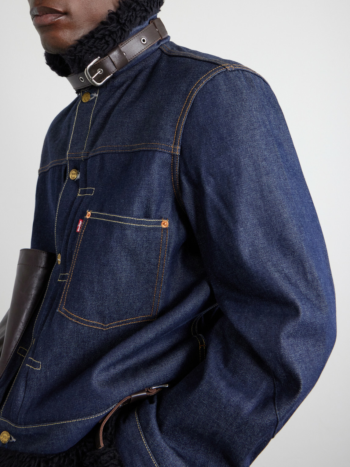 Sacai - Levi's Plush-Trimmed Denim Jacket - Blue
