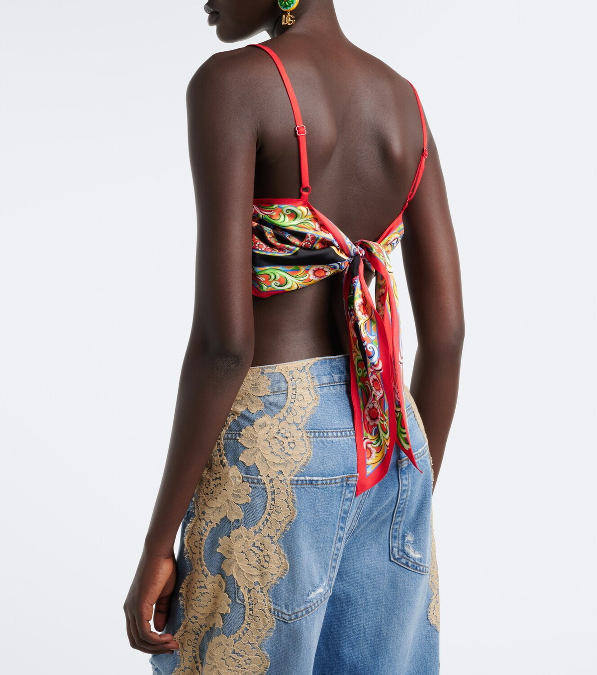 Dolce&Gabbana Carretto silk twill cropped top