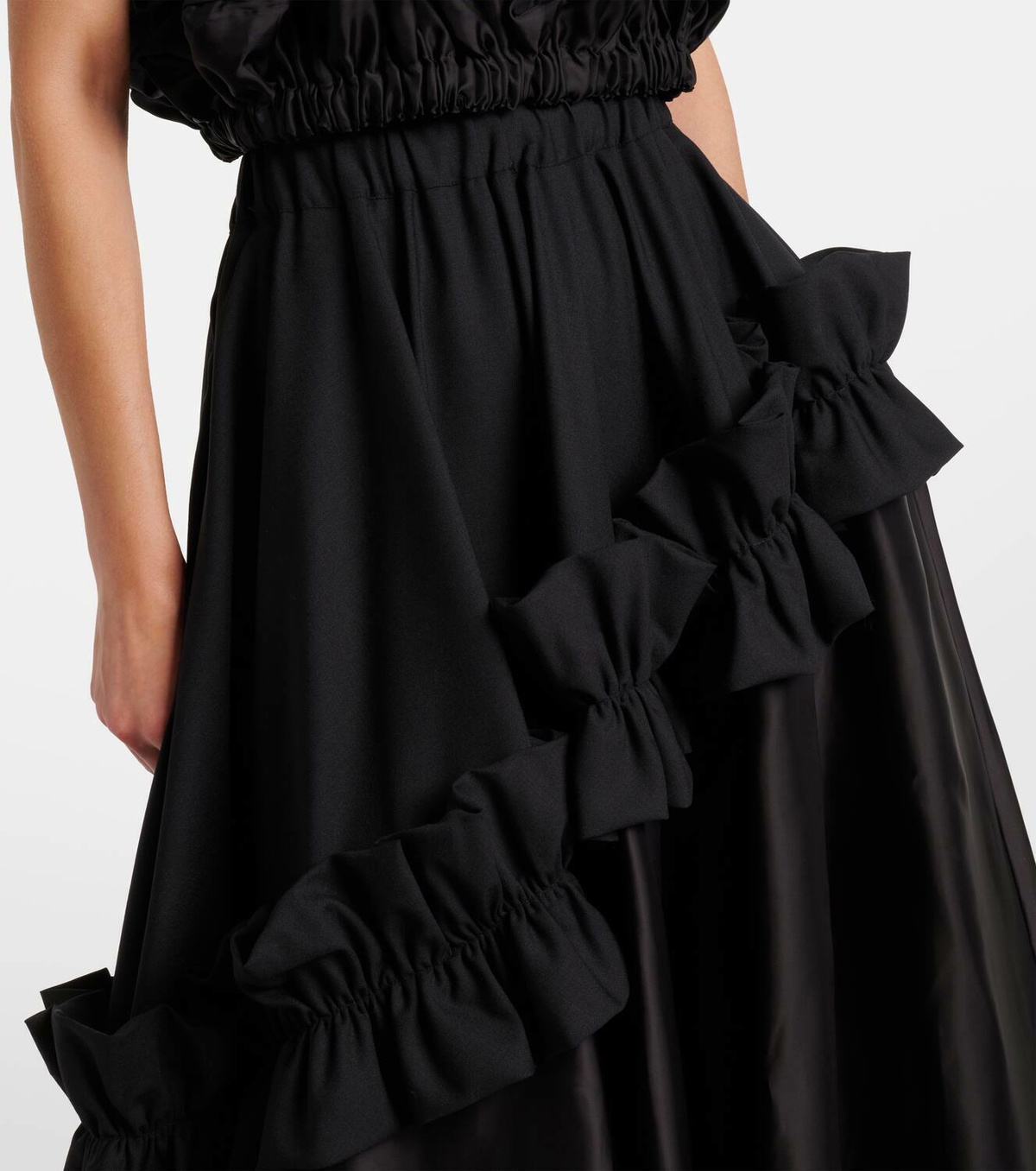 Noir Kei Ninomiya Ruffled wool midi skirt
