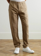 Sunspel - Straight-Leg Cotton and Linen-Blend Drawstring Trousers - Brown