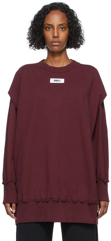 Photo: MM6 Maison Margiela Burgundy Oversized Underarm Hole Sweatshirt