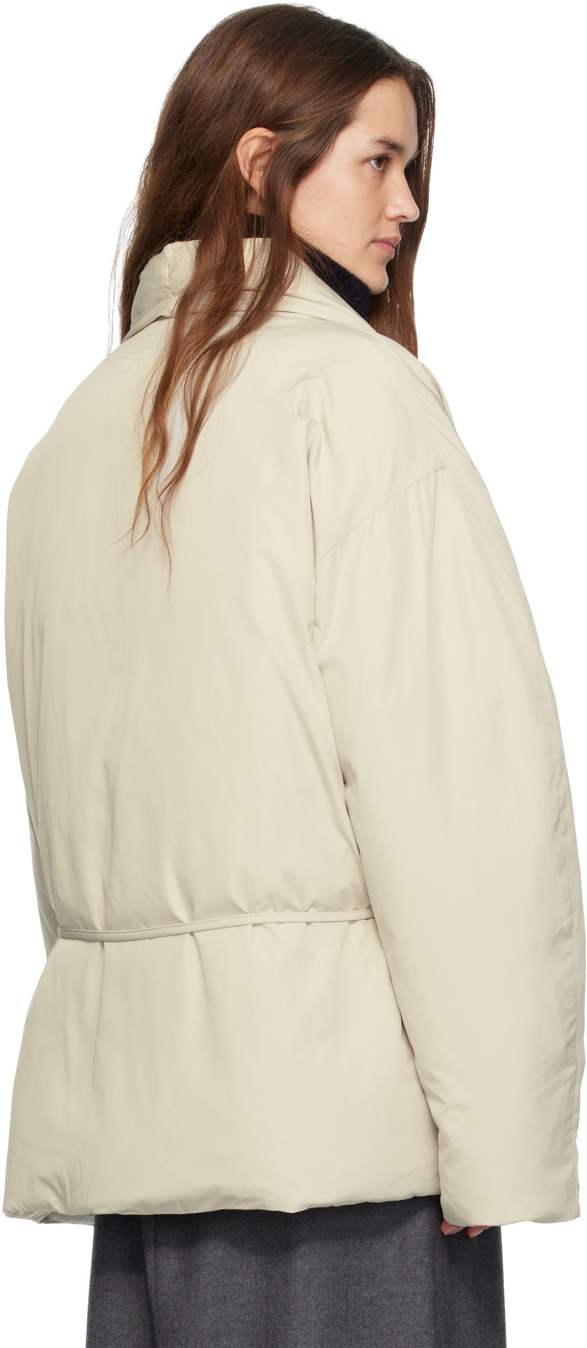 LE17SEPTEMBRE Off-White Shawl Collar Goose Down Jacket