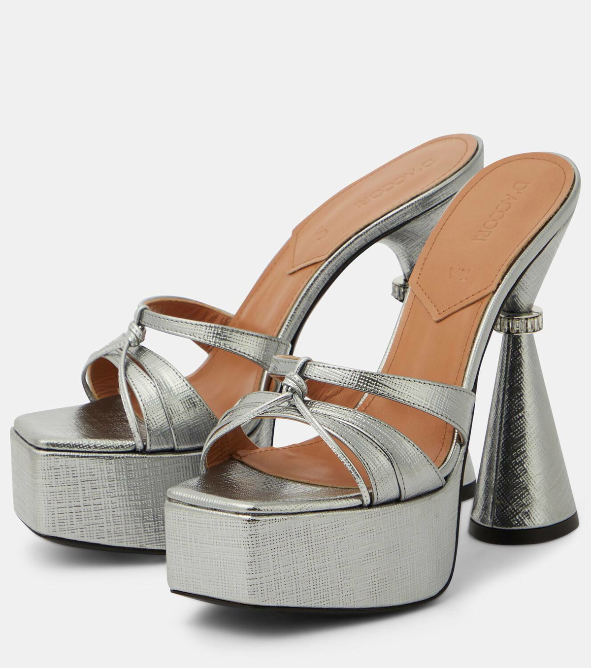 D'Accori Sienna metallic leather platform mules