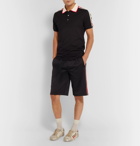 Gucci - Wide-Leg Logo-Embroidered Webbing-Trimmed Tech-Jersey Shorts - Black