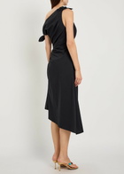 Staud Bellaria Ruched Stretch-cotton Midi Dress Black