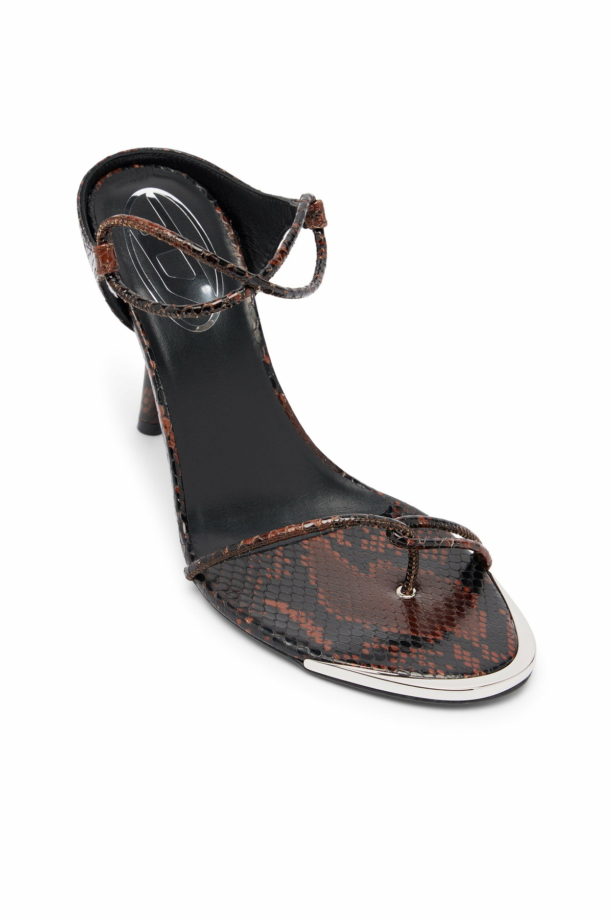 Diesel D-Diam's-Thin cord sandal in croc-effect leather - Sandals Womens in Brown