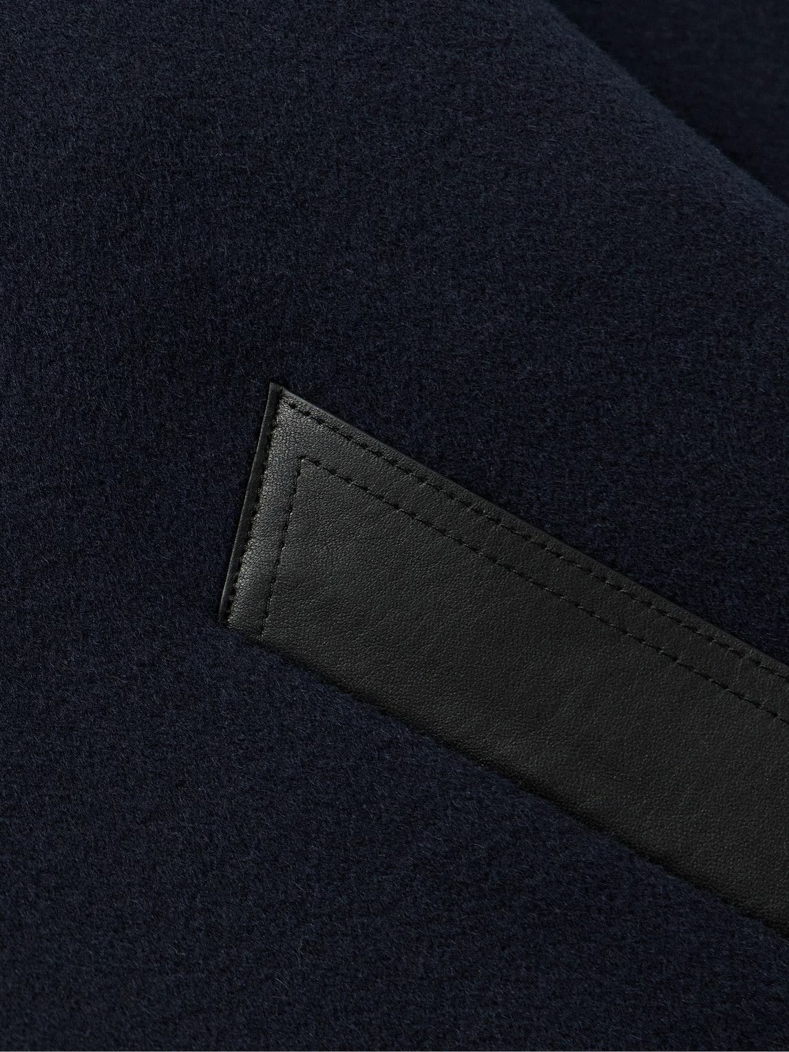 Yves Salomon - Leather-Trimmed Wool and Cashmere-Blend Felt Bomber Jacket - Blue
