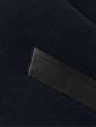 Yves Salomon - Leather-Trimmed Wool and Cashmere-Blend Felt Bomber Jacket - Blue