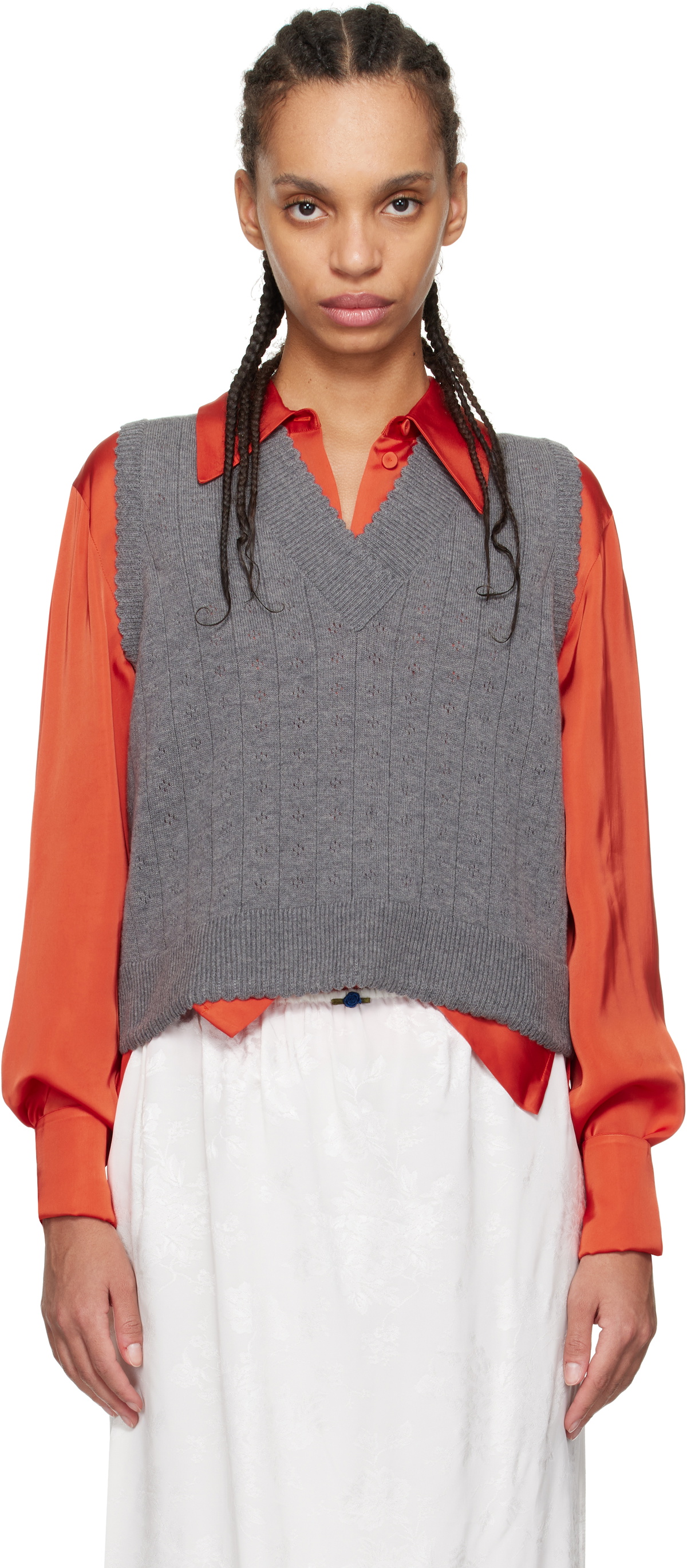 Cordera Gray Merino Pointelle Vest