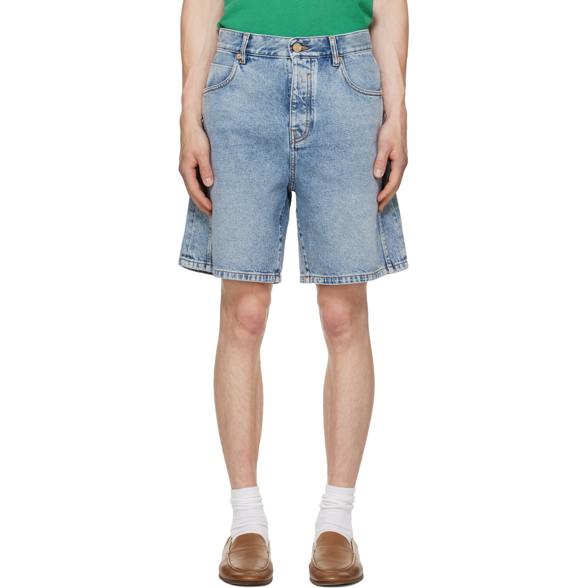 BALMAIN Blue Bermuda Denim Shorts