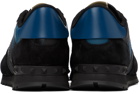 Valentino Garavani Black & Blue Rockrunner Sneakers