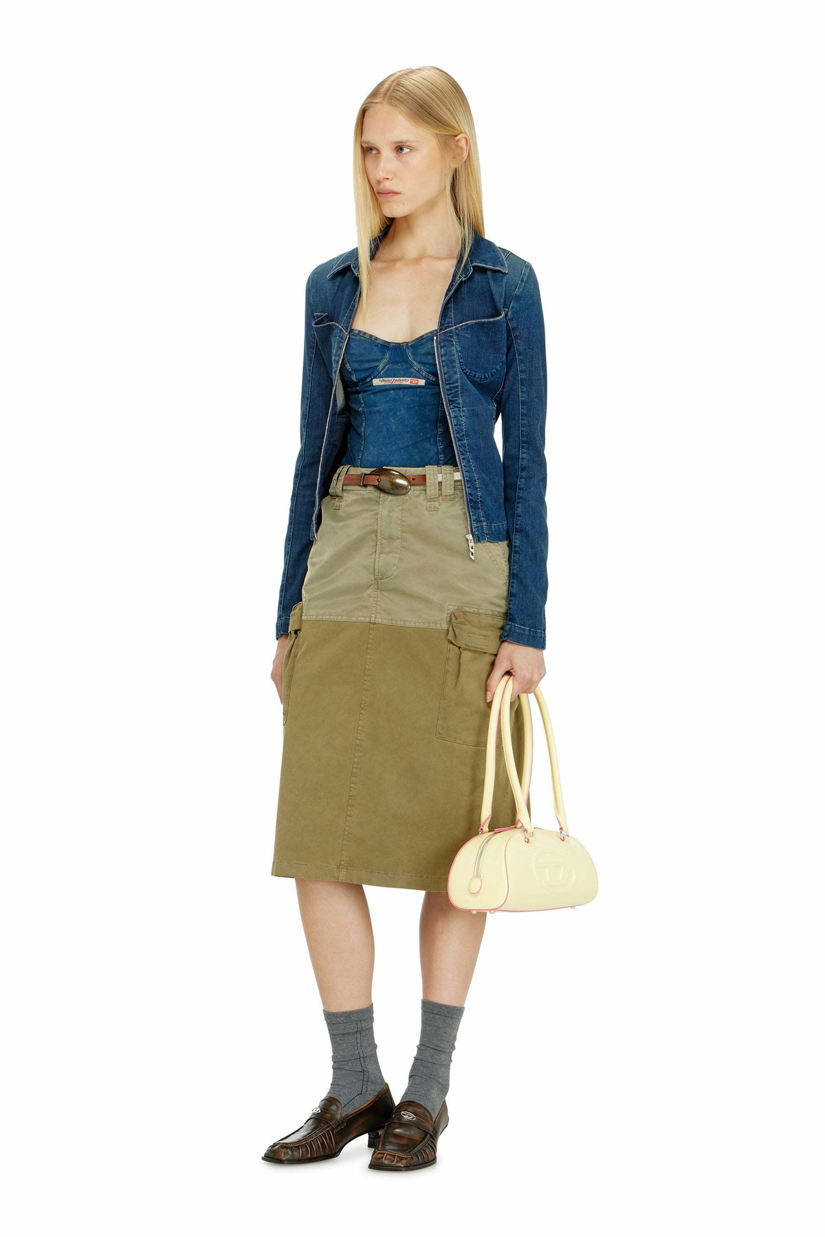 Diesel Cargo midi skirt in cotton and nylon - Skirts Womens in Green