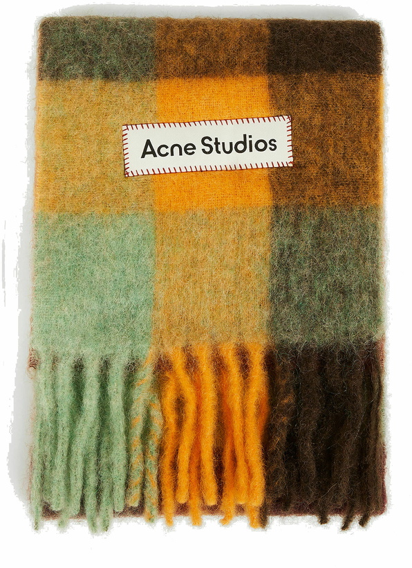 Photo: Acne Studios - Fringed Check Scarf in Brown