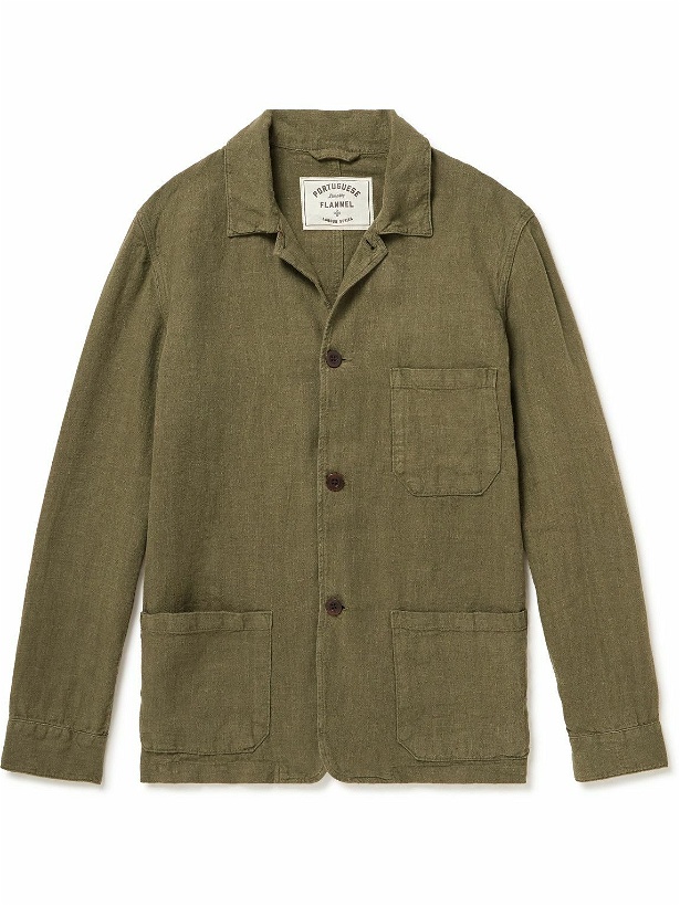Photo: Portuguese Flannel - Labura Slim-Fit Linen Jacket - Green