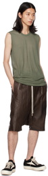Rick Owens Brown Pods Leather Shorts