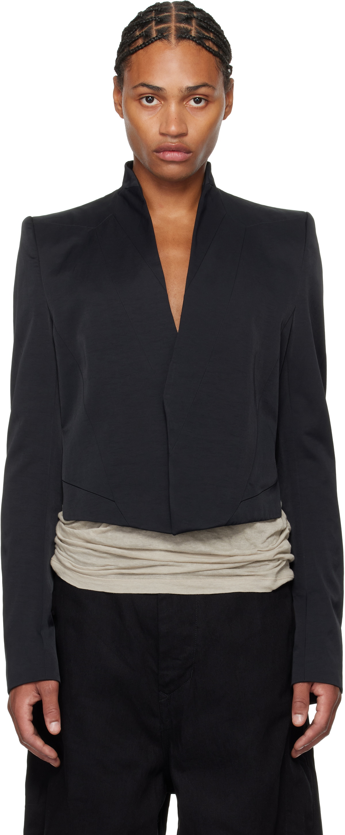 Julius Black Cropped Prism Blazer Julius