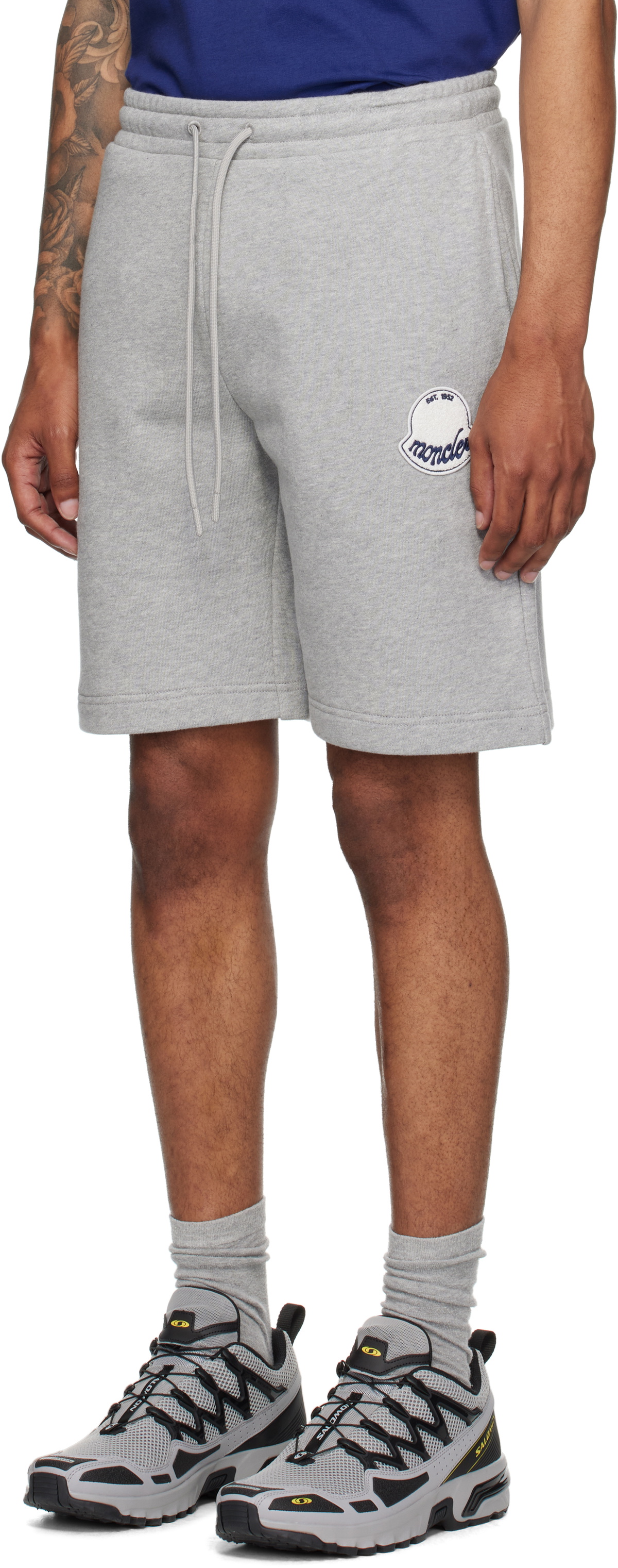 Moncler Gray Logo Patch Cotton Shorts Moncler