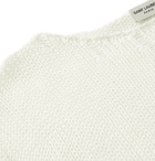 SAINT LAURENT - Distressed Intarsia Linen-Blend Sweater - Neutrals