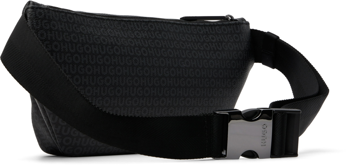 Hugo Gray Grained Faux-Leather Belt Bag