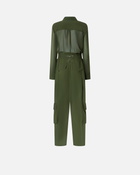 Pinko Georgette Jumpsuit With Cargo Pockets Green Rainforest
