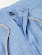 De Petrillo - Straight-Leg Cotton-Chambray Drawstring Shorts - Blue