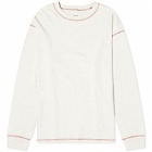 Merely Made Long Sleeve Contrast Stitch T-Shirt in White Melange