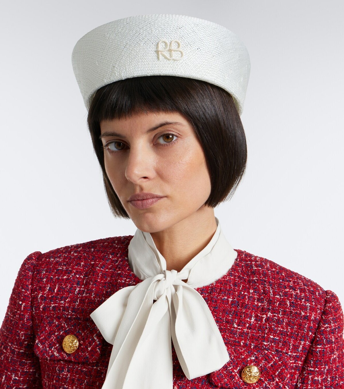 Ruslan Baginskiy Faux-pearl straw hat