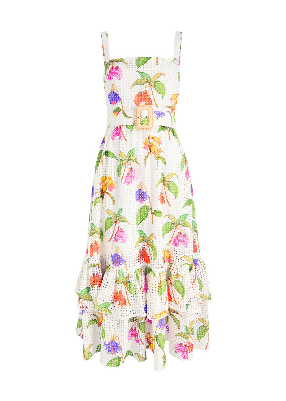 Borgo DE Nor Dani Printed Open-knit Cotton Midi Dress Multicoloured