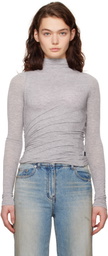 Juun.J Gray Waist Shirring Turtleneck