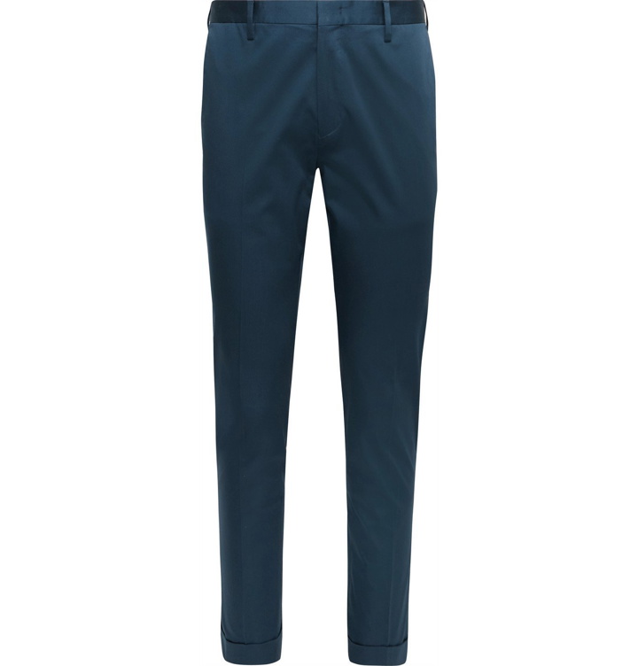 Photo: PAUL SMITH - Slim-Fit Stretch Organic Cotton Suit Trousers - Blue