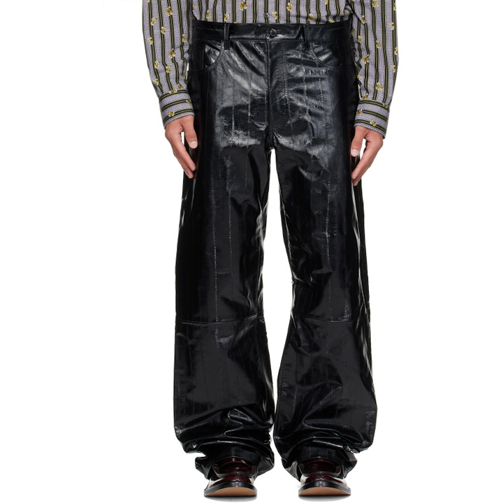Photo: Dries Van Noten Black Loose Leather Pants