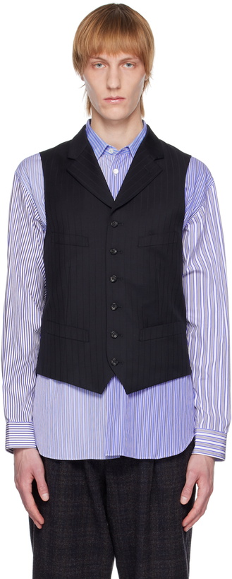 Photo: Comme des Garçons Homme Deux Navy Single-Breasted Waistcoat