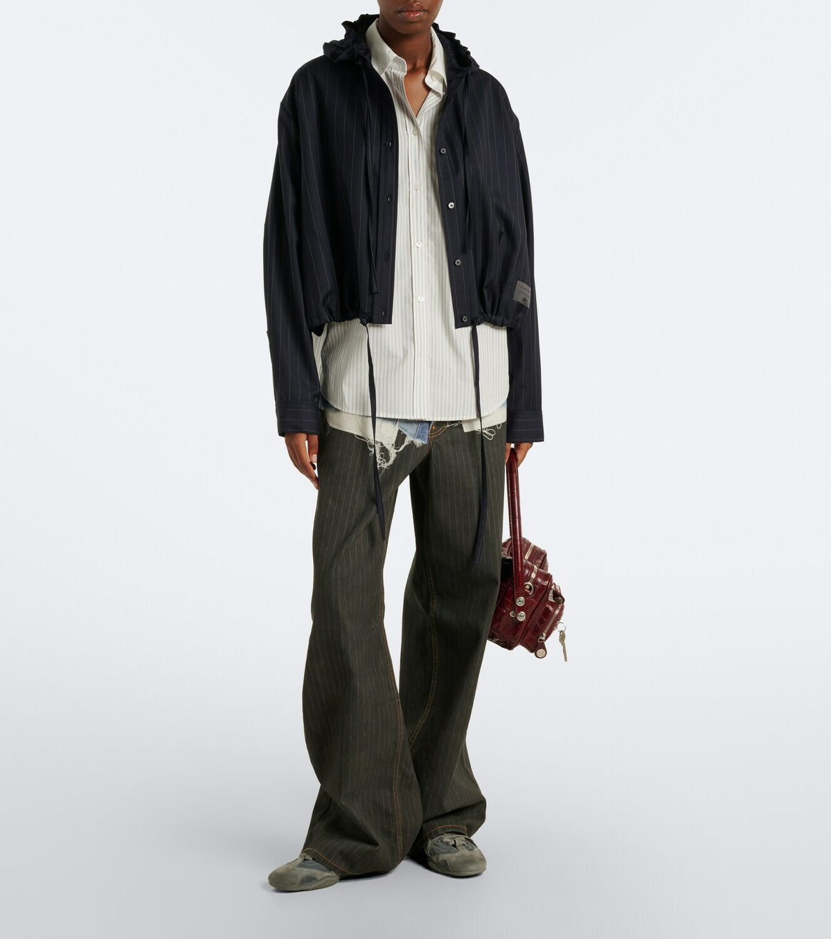 Acne Studios Pinstripe hooded wool jacket