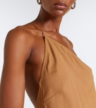 Taller Marmo Antelope fringe-trimmed asymmetric midi dress