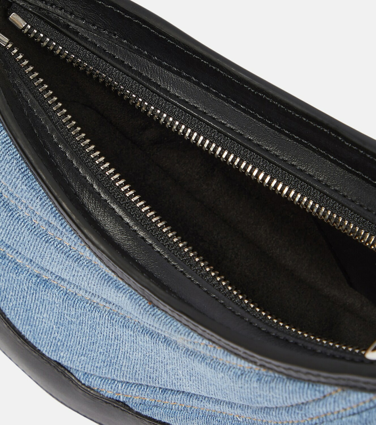 Mugler - Leather and denim shoulder bag