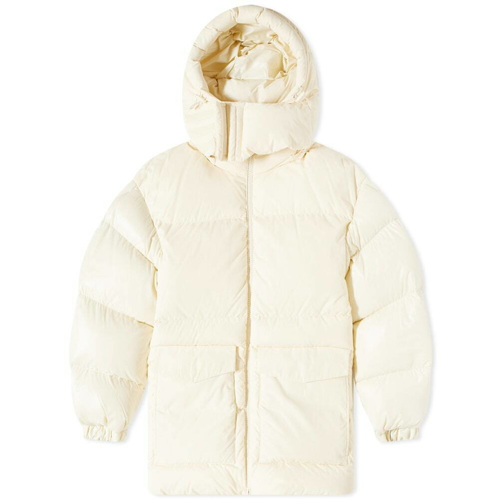 Photo: Moncler Men's Genius Bressay Contrast Sleeve Down Jacket in Ecru