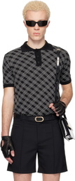 Ernest W. Baker Black Check Jacquard Polo