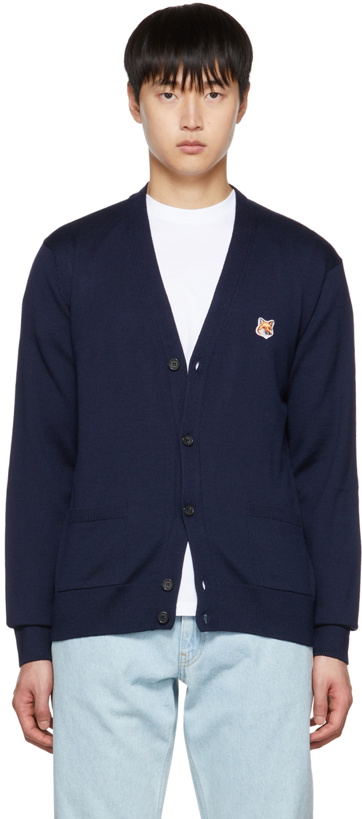 Photo: Maison Kitsuné Navy Fox Head Cardigan