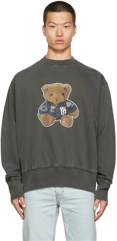 Photo: We11done Grey Glow-In-The-Dark Teddy Bear Sweatshirt