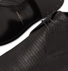 SAINT LAURENT - Wyatt Croc-Effect Leather Derby Shoes - Black