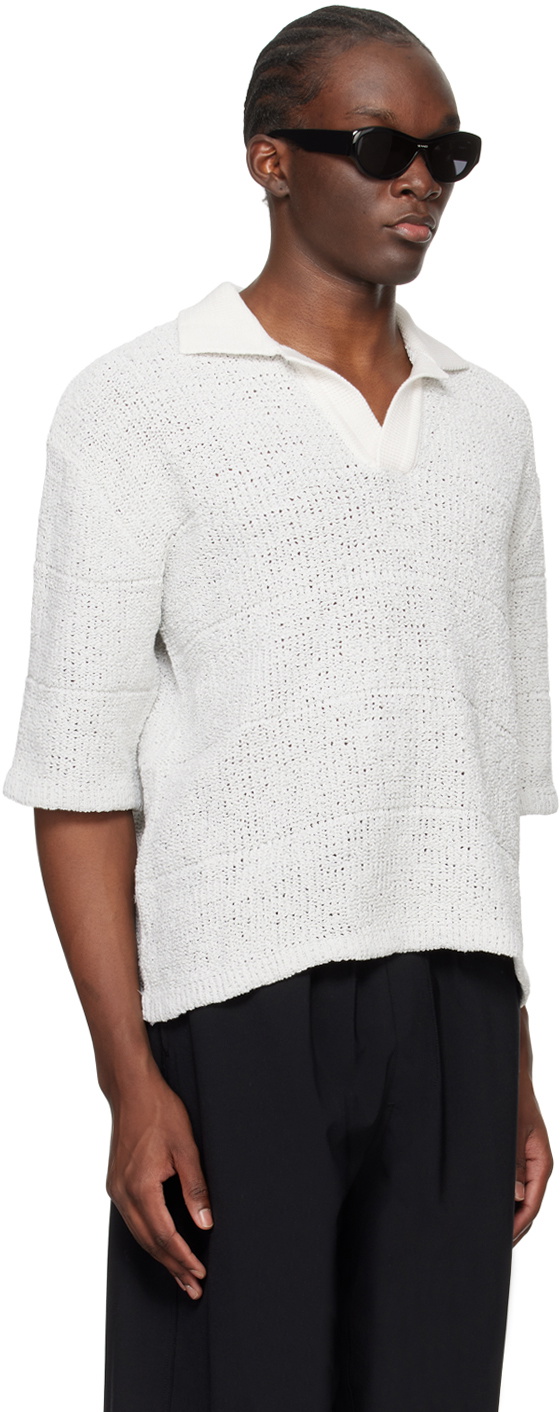 SUNNEI Gray Open Spread Collar Polo