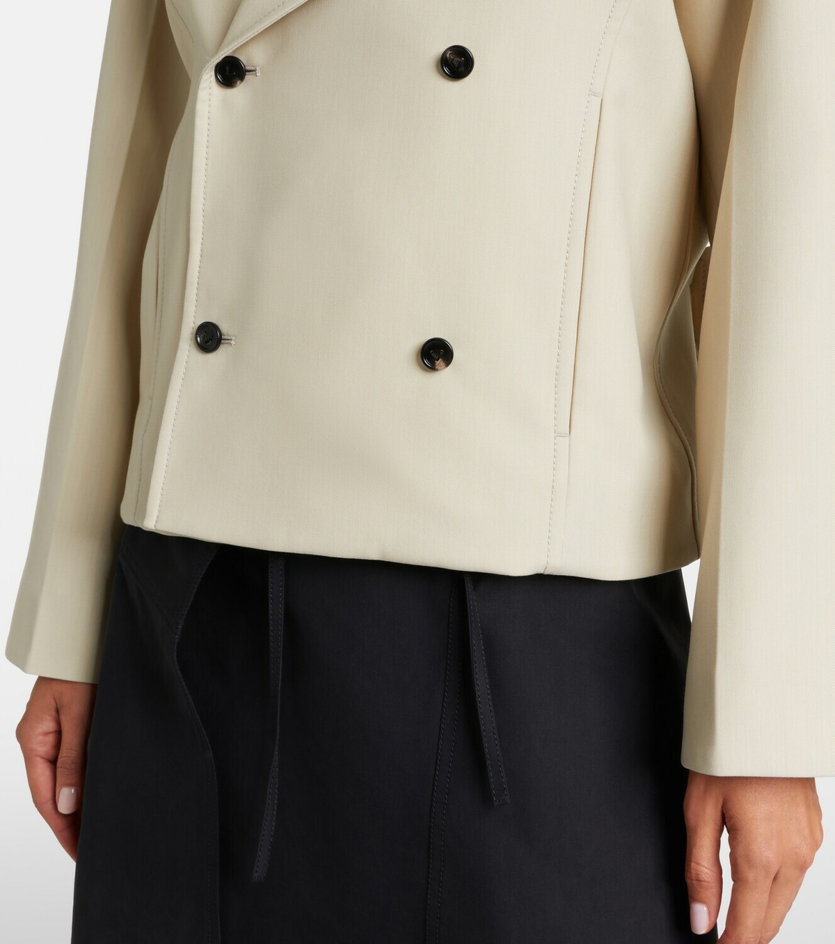 Bottega Veneta Intrecciato striped wool and cotton peacoat