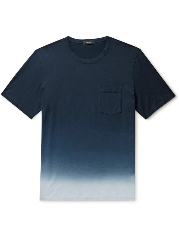 Photo: THEORY - Essential Dip-Dyed Pima Cotton-Jersey T-Shirt - Blue