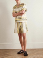 BODE - Namesake Wide-Leg Logo-Embroidered Striped Cotton Shorts - Yellow