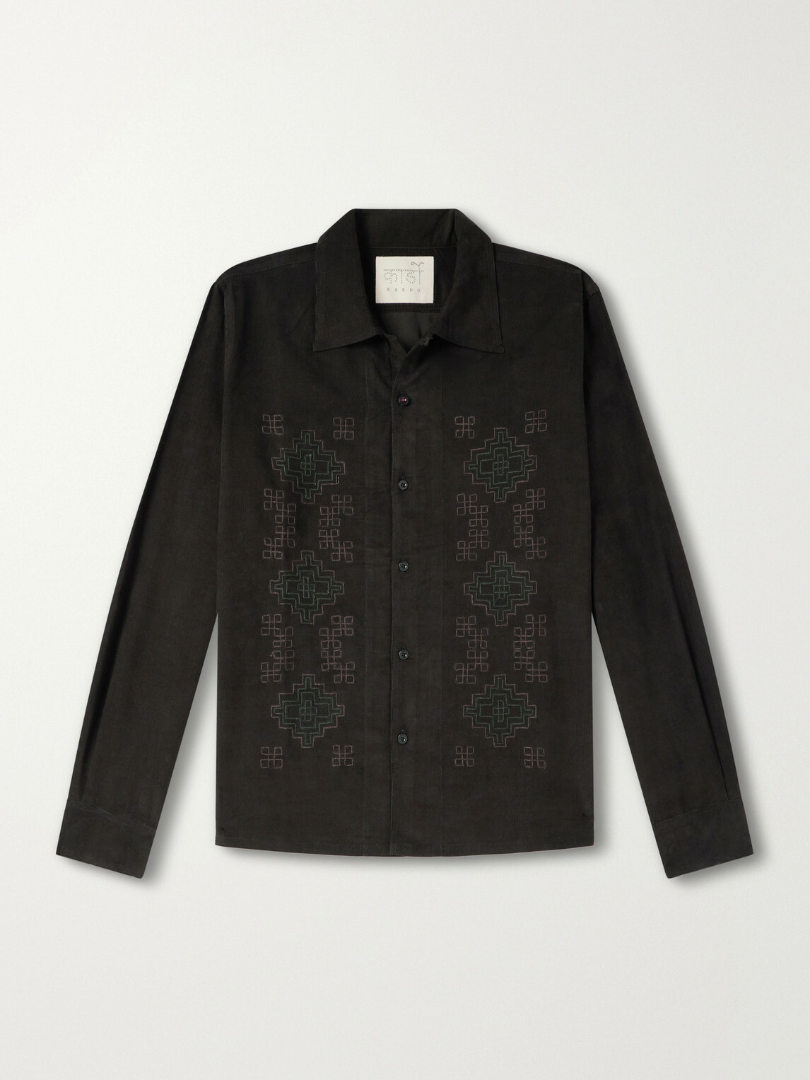 Kardo - Chintan Embroidered Cotton-Corduroy Shirt - Green