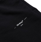 Off-White - Logo-Print Loopback Cotton-Jersey Drawstring Shorts - Black